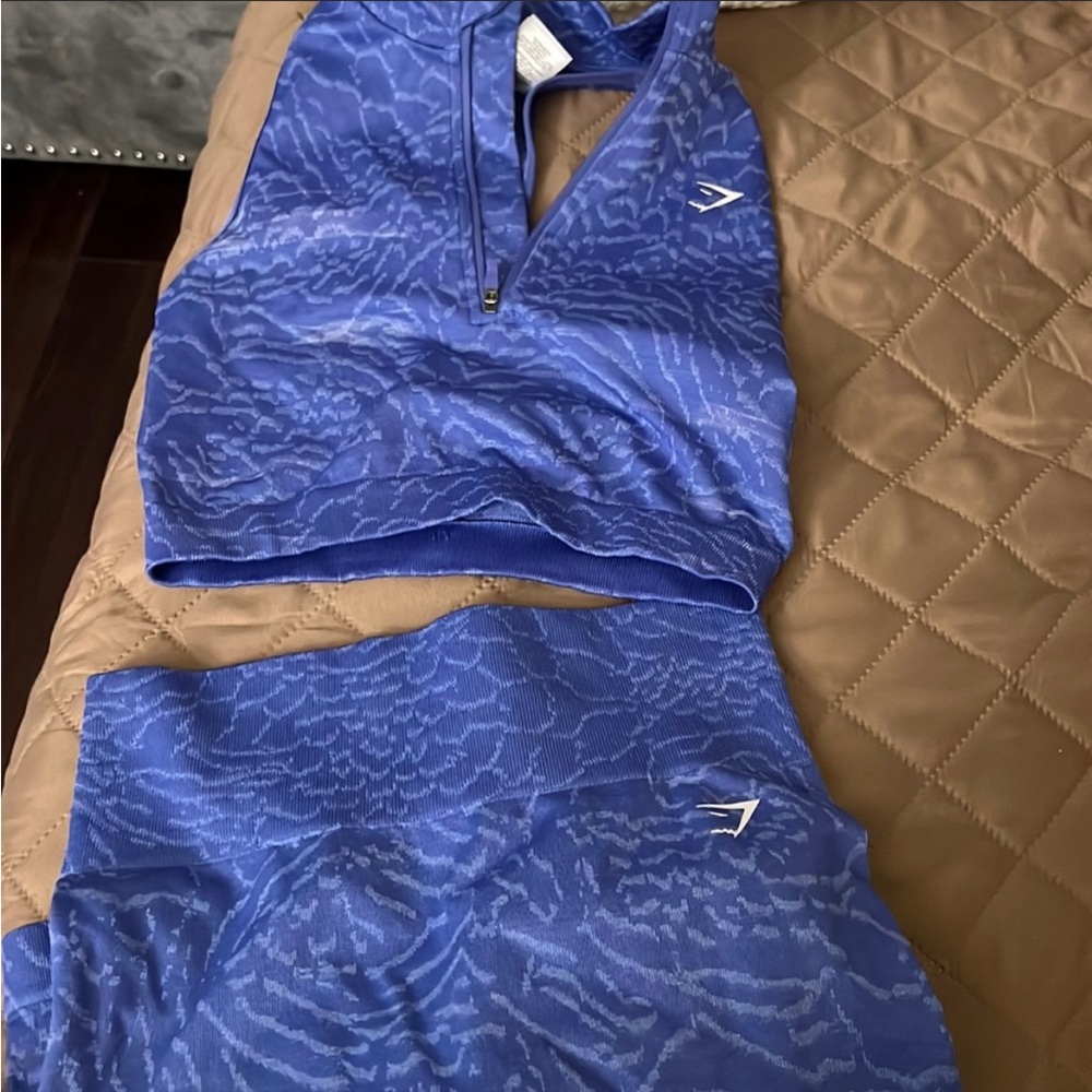 Gymshark Adapt Animal Seamless SET Crop 1/2 Zip & Shorts Small